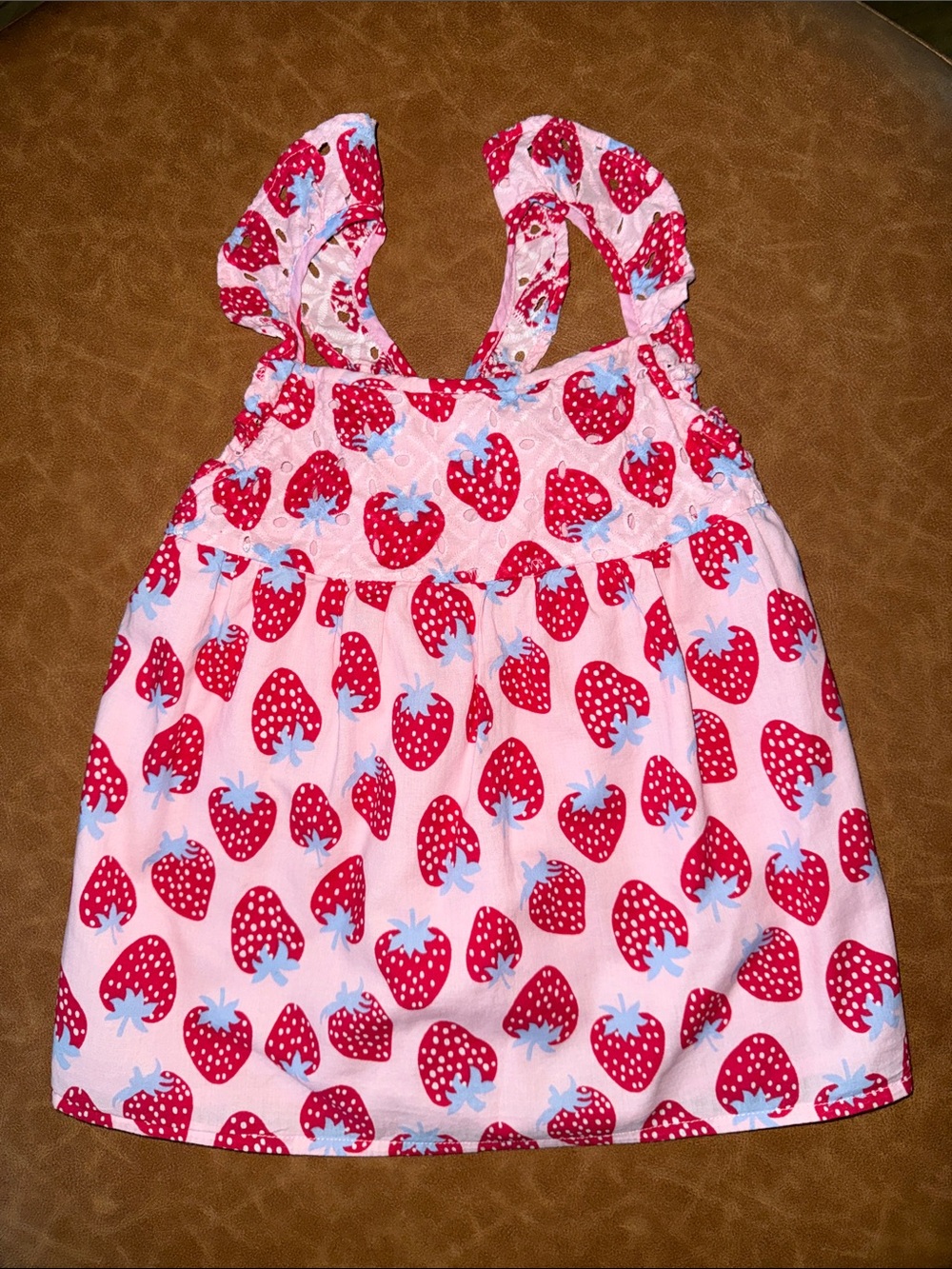 Crown & Ivy Girls 6 Pink Strawberry Print Top